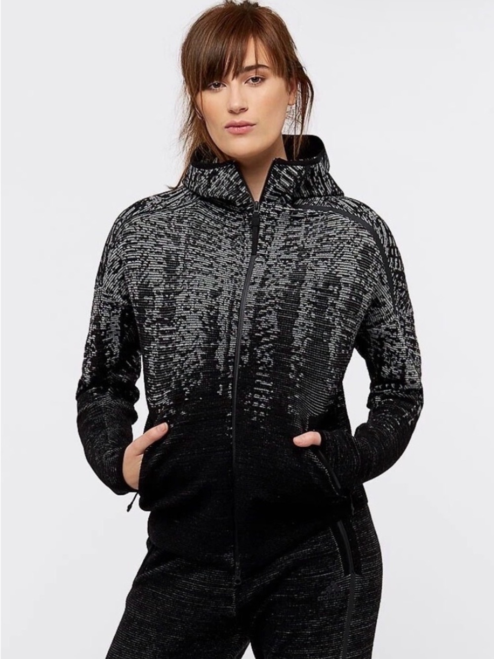 ADIDAS HOODIE AND PANTS SET FZ Z.N.E. PULSE KNITTED - BLACK/OFF WHITE XL NWT